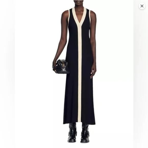 Sandro Gabriel 2-tone maxi dress - Picture 3 of 10